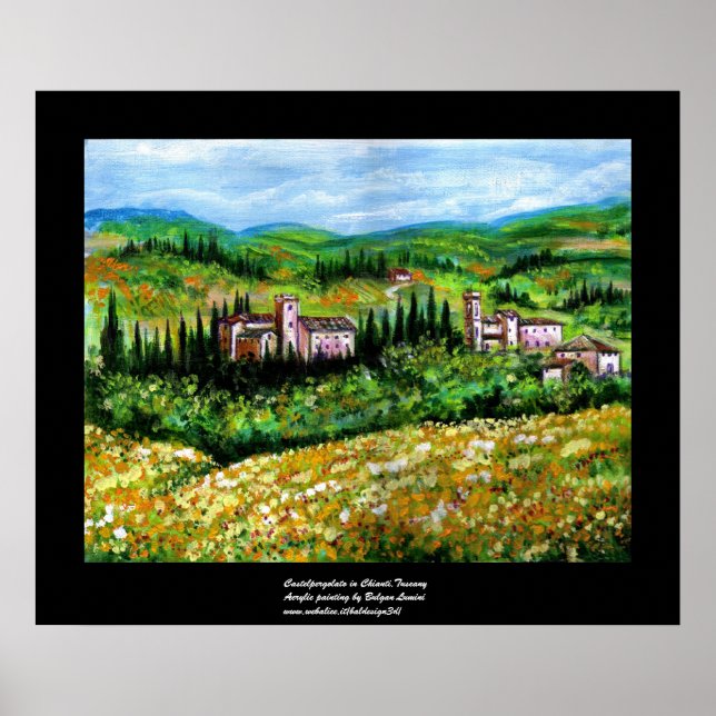 CASTLES IN CHIANTI LANDSCAPE ,GULT FLOWER FÄLT POSTER (Framsidan)