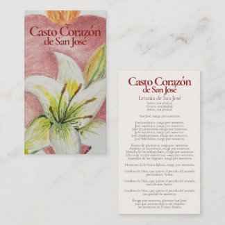 Casto Corazón de San José Bönekort - Litania Anteckningskort