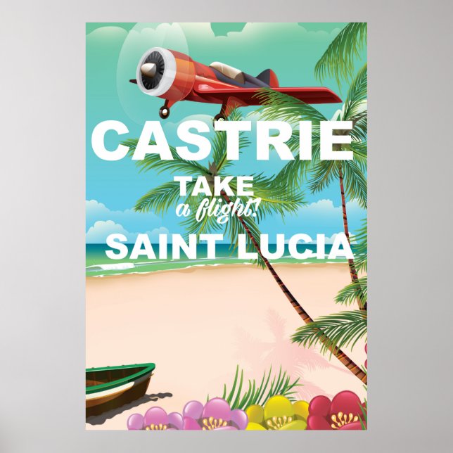 Castrie Saint Lucia vintage resemaffisch Poster (Framsidan)