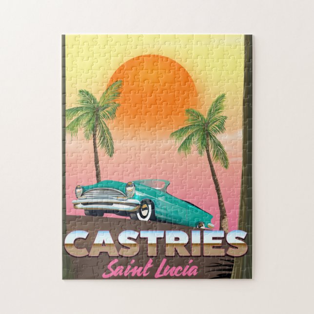 Castries Saint Lucia exotisk tropisk reseposter Pussel (Vertikal)