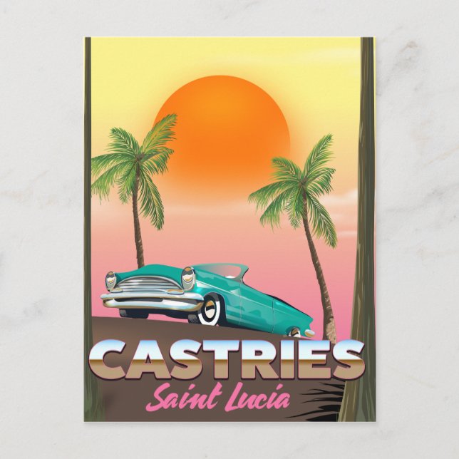 Castries Saint Lucia exotisk tropisk reseposter Vykort (Framsida)