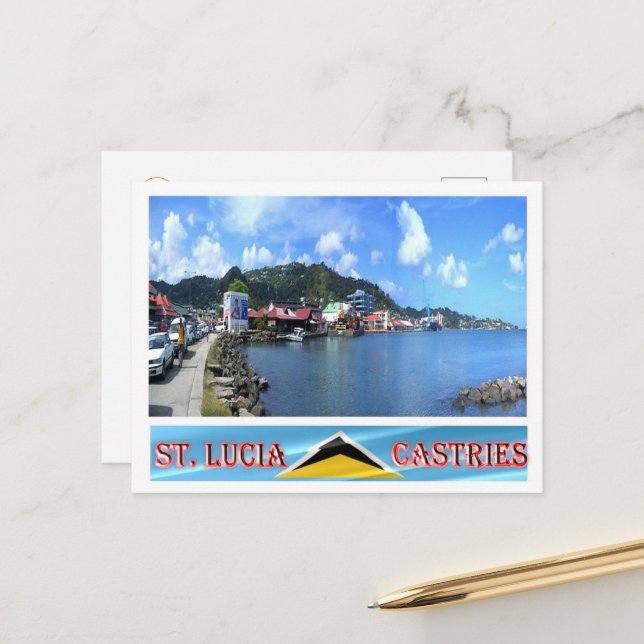 Castries - Saint Lucia - Panorama - Vykort (Fram/Back In Situ)