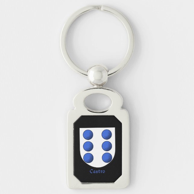 Castro Historical Shield Rektangulärt Silverfärgad Nyckelring (Framsidan)