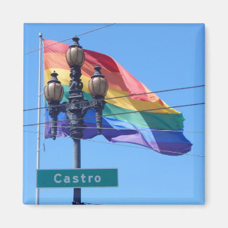 Castro Street Sign Rainbow Flagga Fridge Magnet
