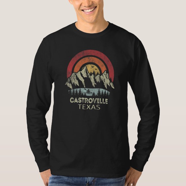 Castroville Texas Mountain Sunset Sunrise Kayaking T Shirt (Framsida)
