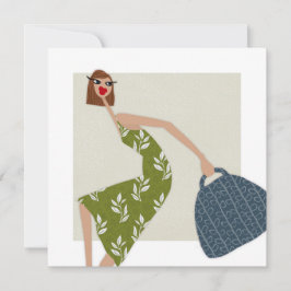 Casual Chic Sommar Mode Illustrationskonstkort Inbjudningar