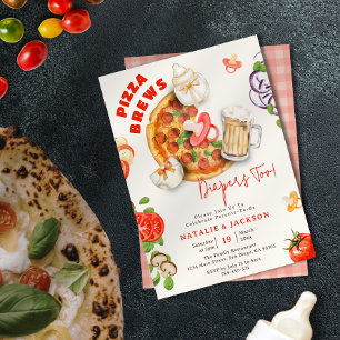 Casual Pizza Brews & Blöjor För Baby Baby Shower Inbjudningar