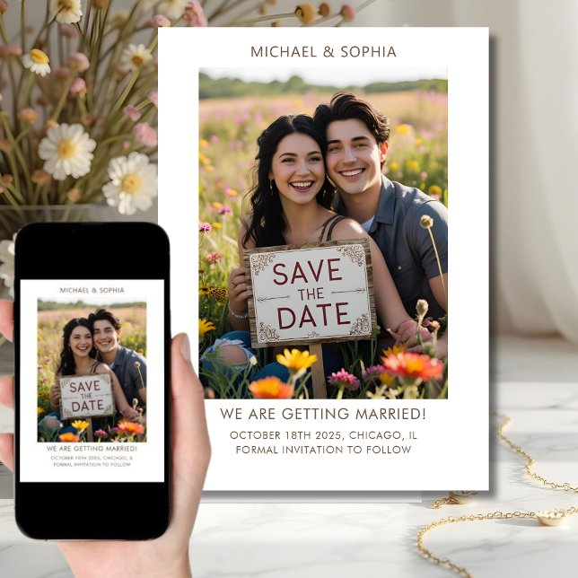 Casual Save the Date Foto Text Förlovning Spara Datumet (Skapare uppladdad)