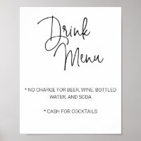 Casual Script Begränsad Bar Dryckesmeny Bröllop