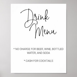 Casual Script Begränsad Bar Dryckesmeny Bröllop Poster