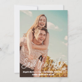 Casual Script Bröllop Spara Datum Foto Inbjudningar
