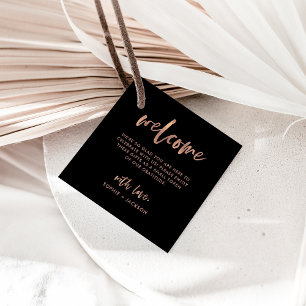 Casual Script Bröllop Välkommen Gift Bag eller B Gåvor Etiketter