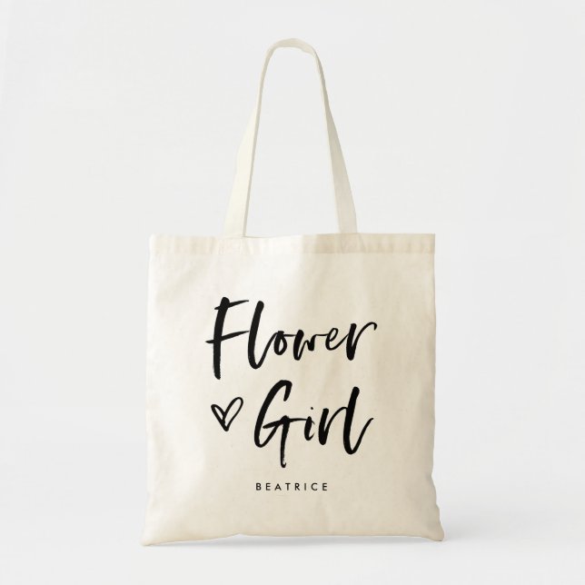 Casual Script | Chic Enkelt Flower Girl Gift Tygkasse (Framsidan)
