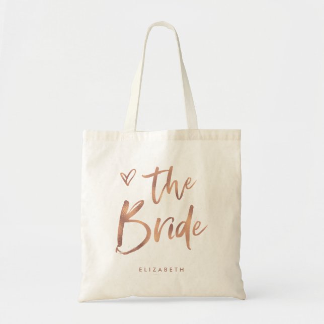 Casual Script | Chic Ro Guld Bride Tygkasse (Framsidan)