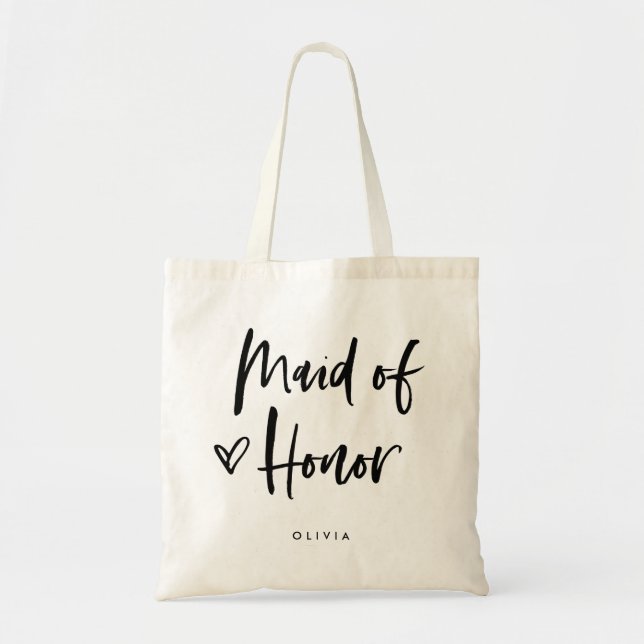 Casual Script | Chic Simple Maid of honor Gift Tygkasse (Framsidan)