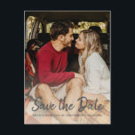 Casual Script Foto Spara datumet Meddelande Vykort<br><div class="desc">Detta Casual Script Photo Save the Date -annonskort har en elegant, avspänd typografi med kalligrafi som är utformad för att passa vackert med ert eget förlovningsfoto. En mjuk, neutral överlagring förbättrar avslappnade, livsstils- och mysiga bilder samtidigt som bröllopsinformationen förblir tydlig och läsbar. Helt anpassningsbart med ert foto, namn, datum och...</div>