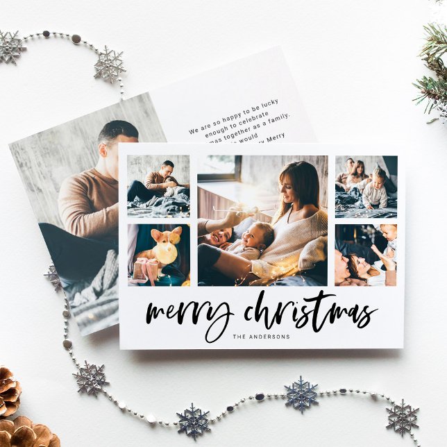 Casual Script Multi Photo Grid | God Jul Julkort (Skapare uppladdad)