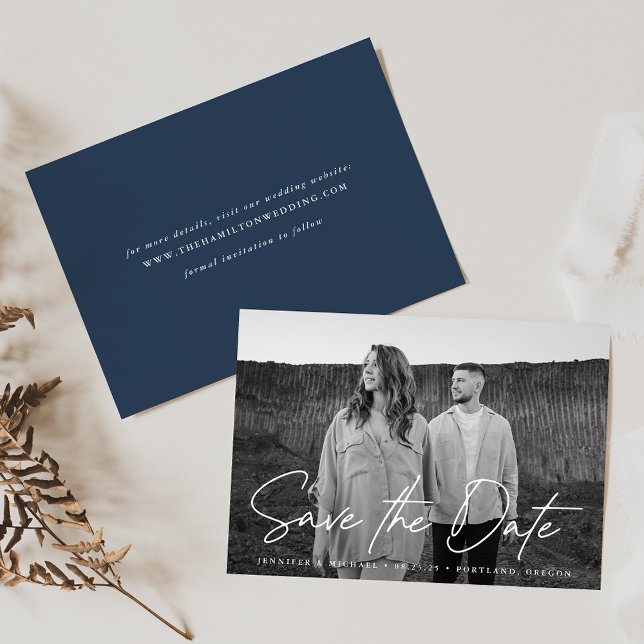 Casual Script Navy Foto Spara Datumet (Skapare uppladdad)