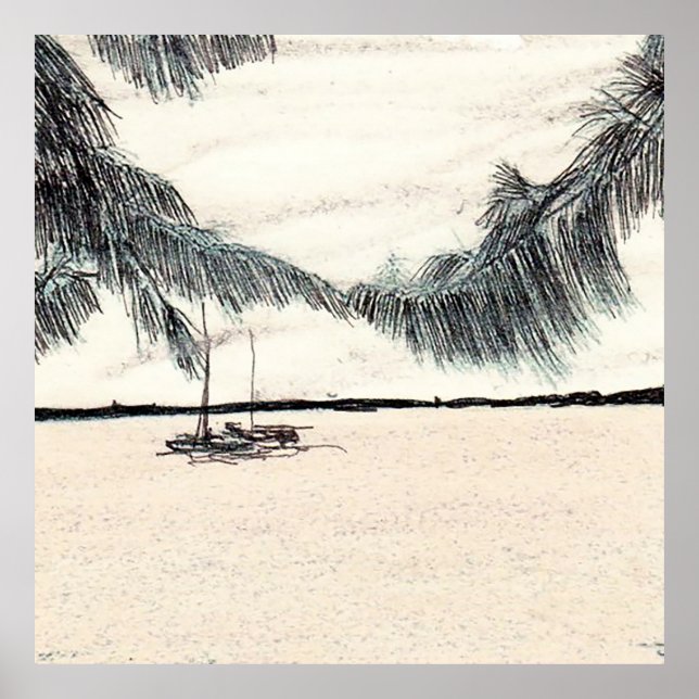 Casuarina Träd, Long Island Bahamas Poster (Framsidan)