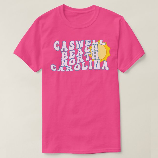 Caswell Beach North olina Retro Vågigt 1970-talste T Shirt (Design framsida)