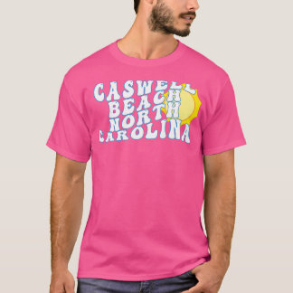 Caswell Beach North olina Retro Vågigt 1970-talste T Shirt