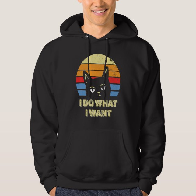Cat   2022 Retro Cat I Do What I Want Cat 15 Hoodie (Framsida)