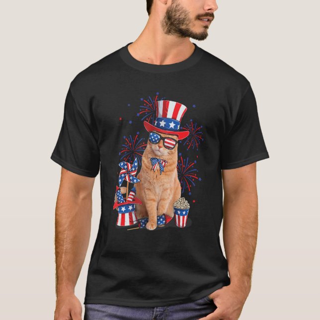 Cat 4th Of July  Mericat Merica Men USA American F T Shirt (Framsida)