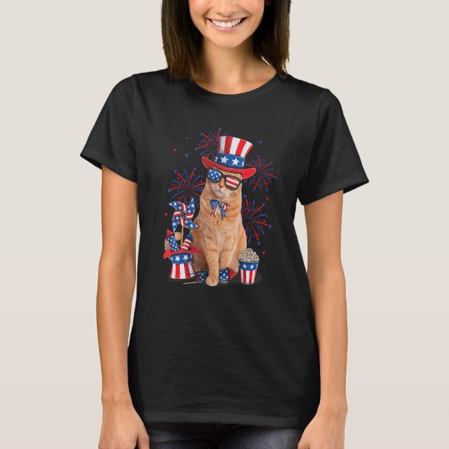 Cat 4th Of July  Mericat Merica Men USA American F T Shirt (Framsida)