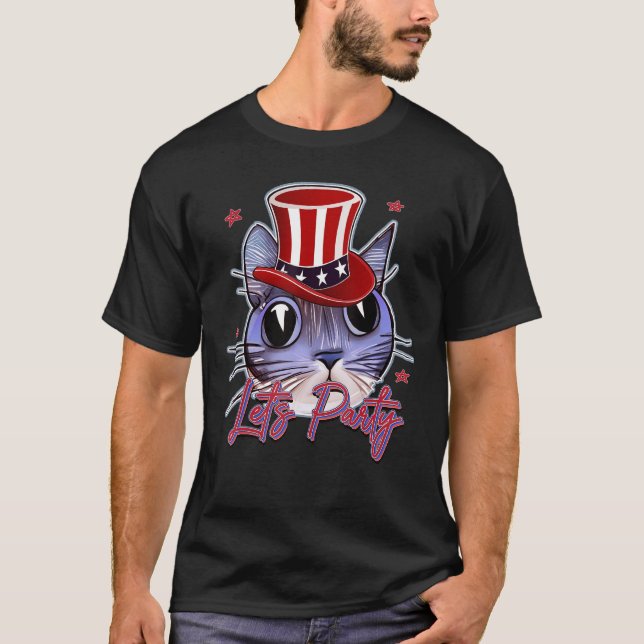 Cat 4th of July Patriotic T Shirt (Framsida)
