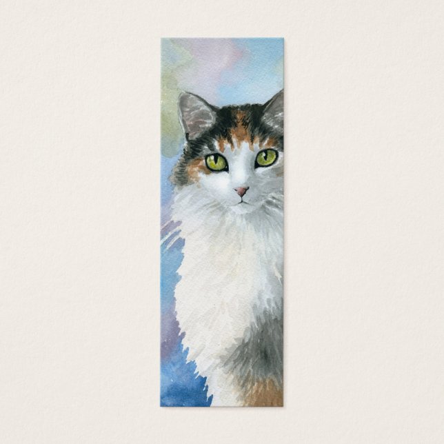 Cat 572 Calico Bokmärken Tiny Cards Litet Visitkort (Framsidan)