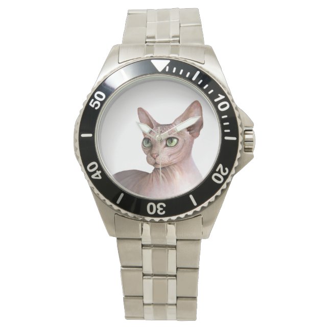 Cat 578 Sphynx white background Armbandsur (Framsida)