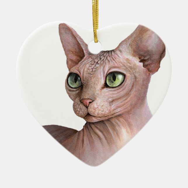 Cat 578 Sphynx white background Julgransprydnad Keramik (Framsidan)