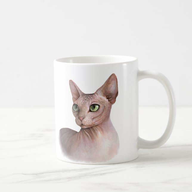 Cat 578 Sphynx white background Kaffemugg (Höger)