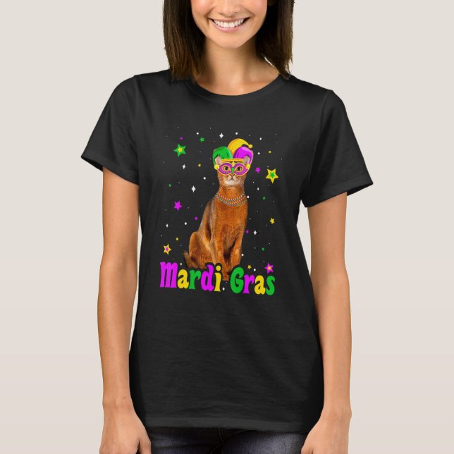 Cat Abyssinian Mask Mardi Gras Carnivales Animals  T Shirt (Framsida)