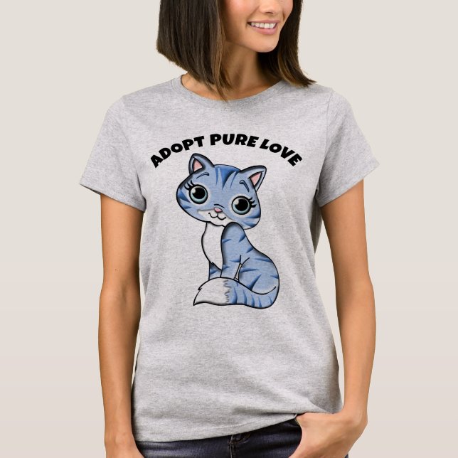 CAT ADOPTION T-SHIRTS, ADOPT PURE LOVE T SHIRT (Framsida)