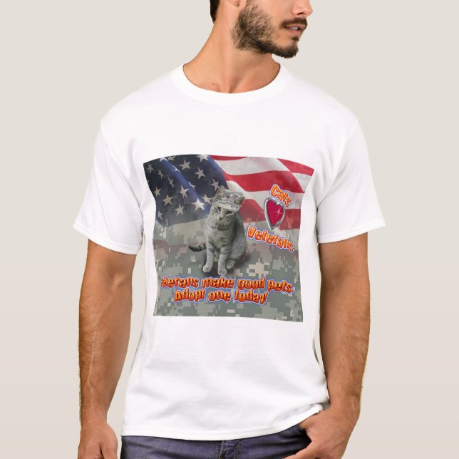 Cat Adopts Veteran för livslång vän T Shirt (Framsida)