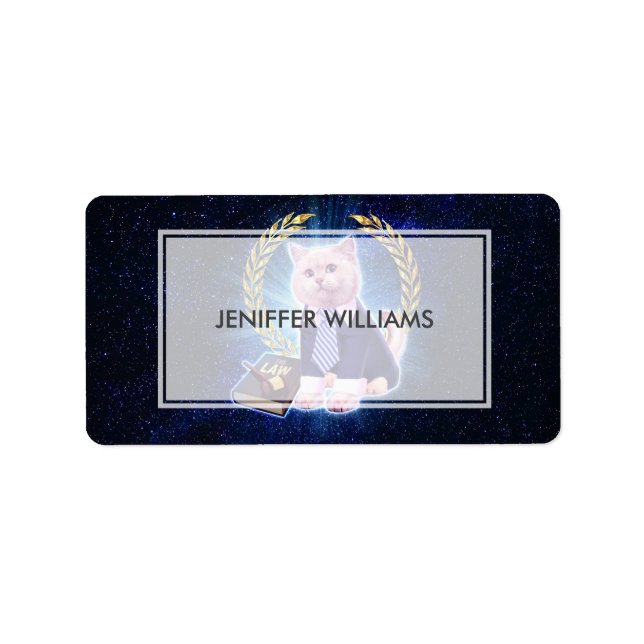 Cat advokat i rymden adressetikett (Framsidan)