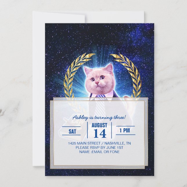 Cat advokat i rymden inbjudningar (Framsida)