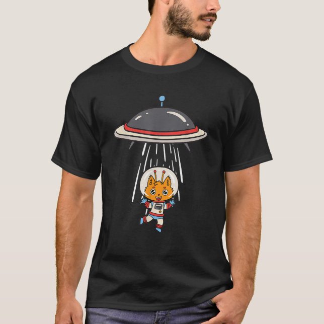 Cat Alien Shirt Kitten Pet Sci Fi UFO Extraterrest T (Framsida)