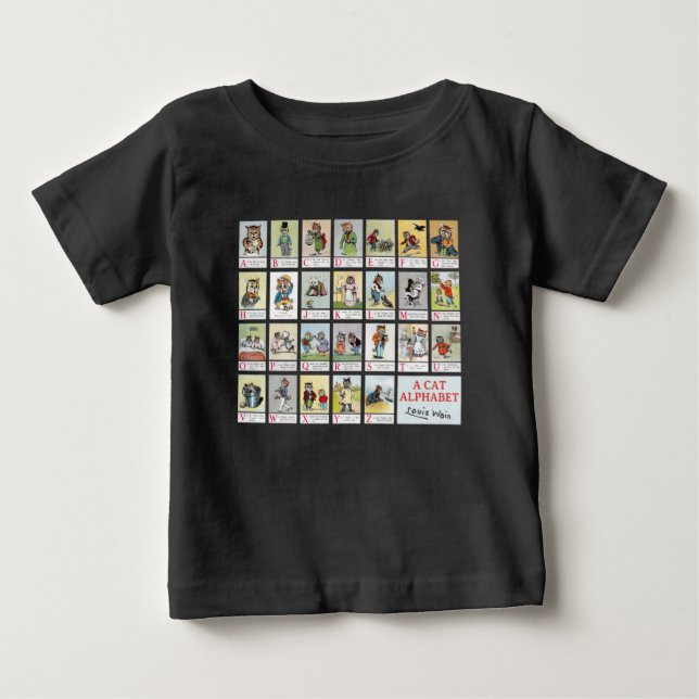Cat Alphabet, Louis Wain Baby T-Shirt (Framsida)