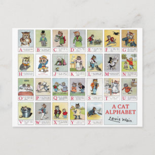 Cat Alphabet, Louis Wain Vykort