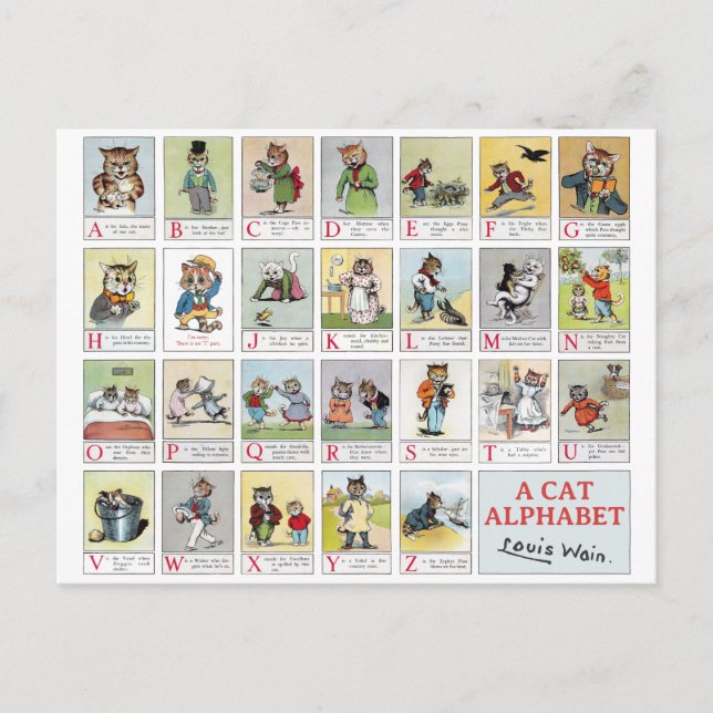 Cat Alphabet, Louis Wain Vykort (Framsida)