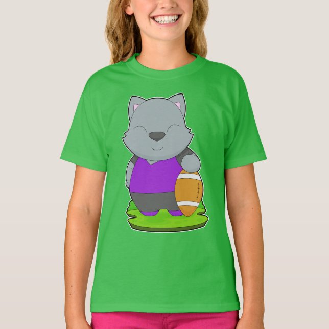 Cat American Football T Shirt (Framsida)