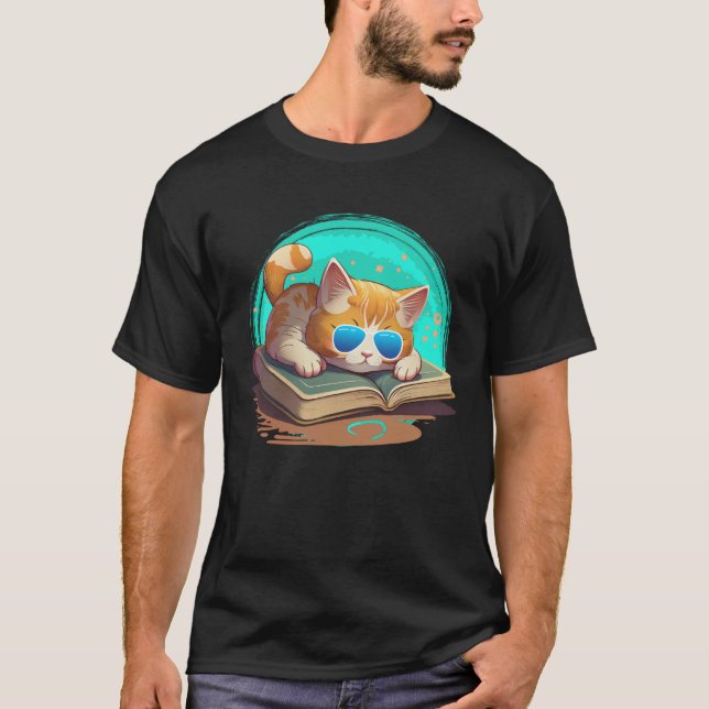 Cat  and Bookworm Book  Books and Cat fans  1 T Shirt (Framsida)