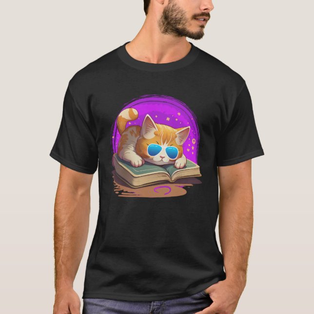 Cat  and Bookworm Book  Books and Cat fans T Shirt (Framsida)