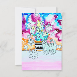 Cat and Cactus Christmas Card Inbjudningar