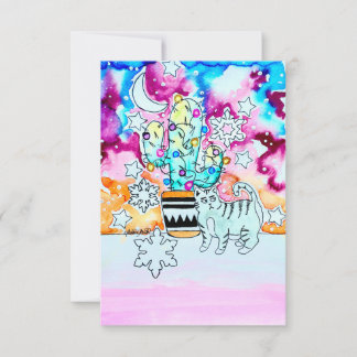 Cat and Cactus Christmas Card Inbjudningar