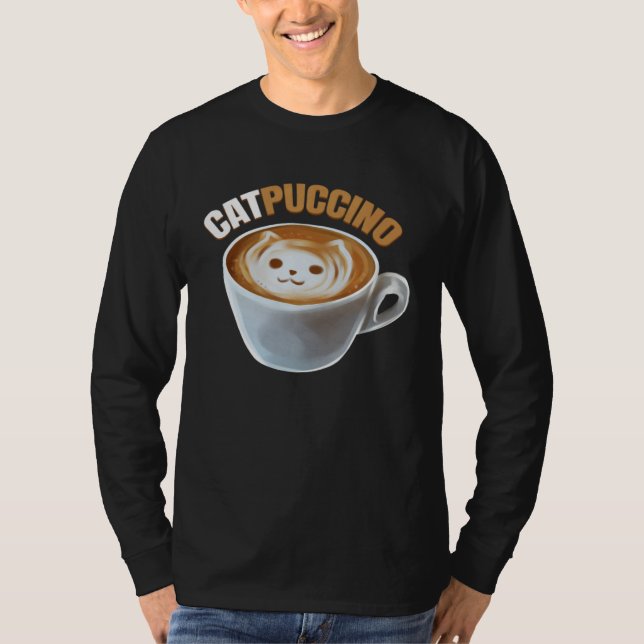 Cat And Cappucino Makes Catpuccino In A Cup On Pur T Shirt (Framsida)