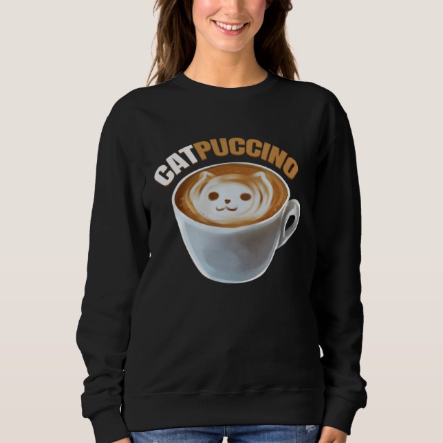 Cat And Cappucino Makes Catpuccino In A Cup On Pur T Shirt (Framsida)