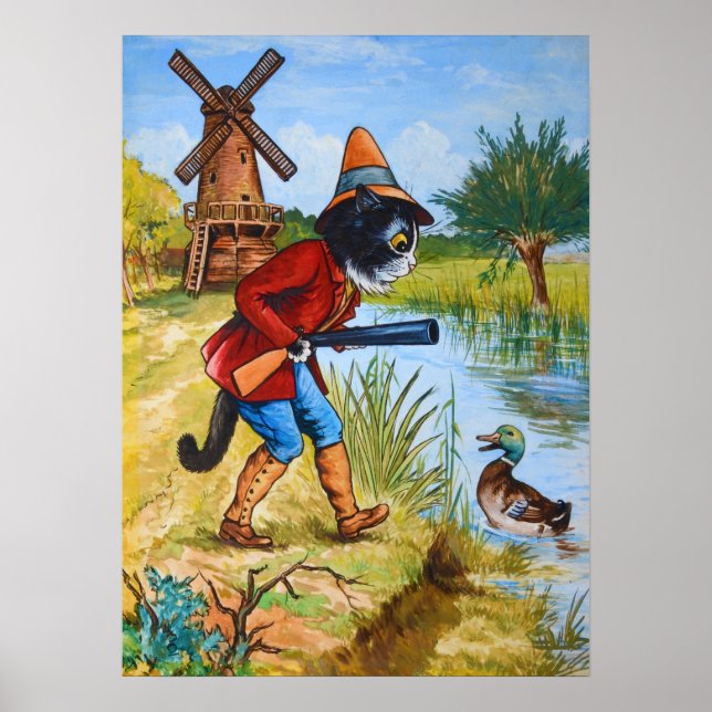 Cat and Duck, Louis Wain Poster (Framsidan)